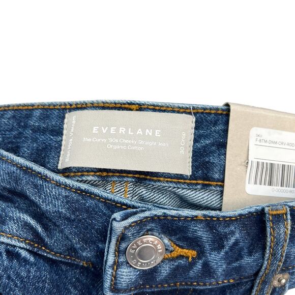Everlane The Curvy‎ 90s Cheeky Straight Jeans Rigid Wash Blue Size 30 Crop - Picture 15 of 16